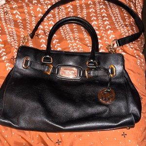 Michael Kors Black and Rose Gold Hamilton Tote Bag